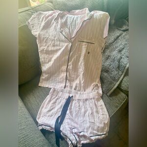 Victoria's Secret Pink & White Striped Short Pajama Set